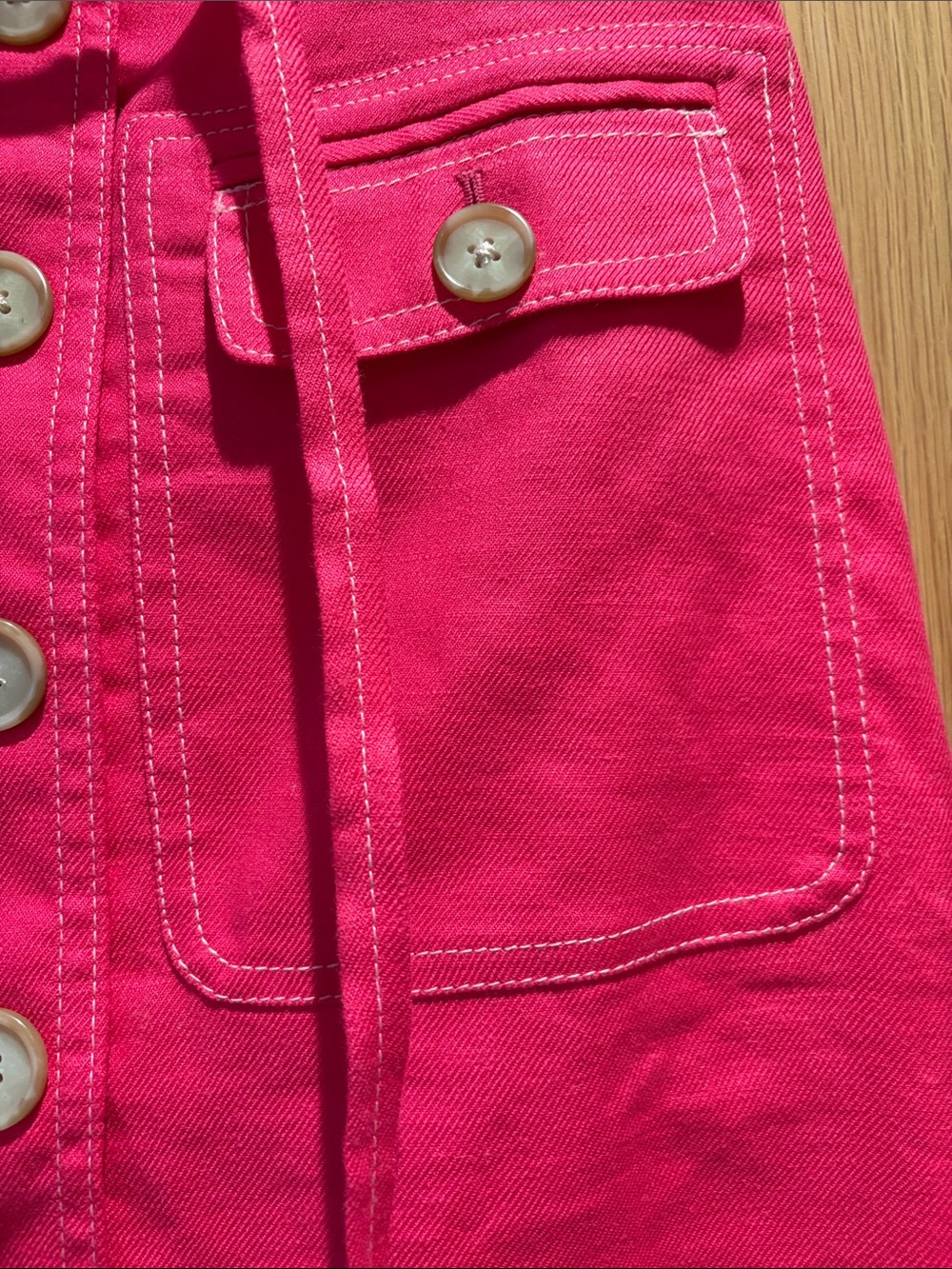 J Crew Bright Pink Button-Front A-Line Skirt - Picture 3 of 4